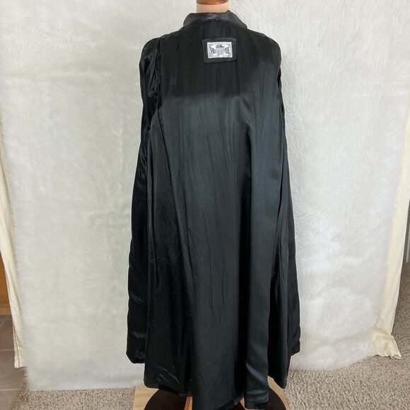 Vintage 80s Vera Pelle Black Leather Suede Patchwork Striped Long Coat 42 S/M - Picture 6 of 7